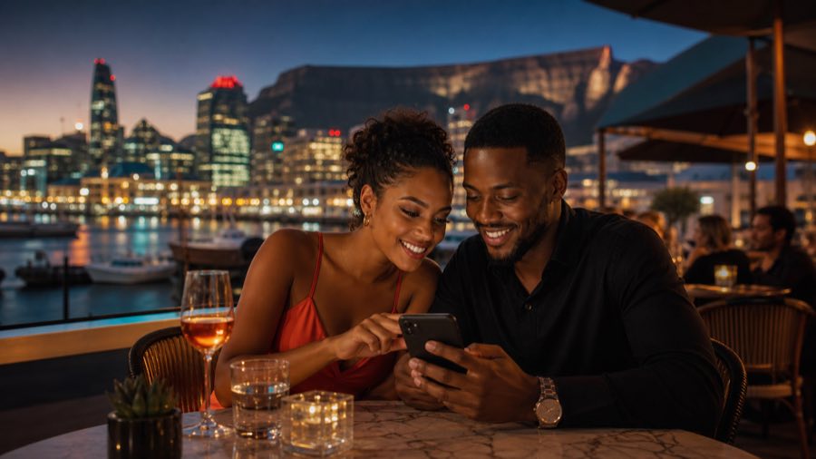 South African city nightlife, cafes, and mobile dating screens